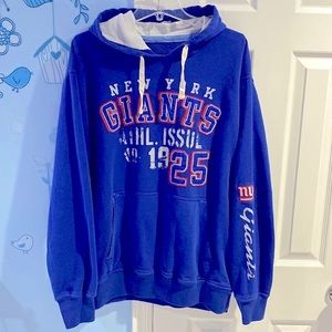 Vintage Style NFL New York Giants Embroidered Logos Blue Hoodie Men's Size XL !!